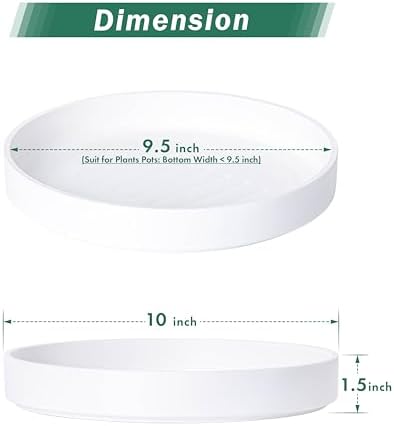 Phoenix Vine 10 Inch Plastic Plant Saucer Water Drip Tray, Heavy Sturdy Round Plant Drainage Tray for Indoors Outdoor, Set of 2, Matte White, 21-TY-10W-2 - Image 2