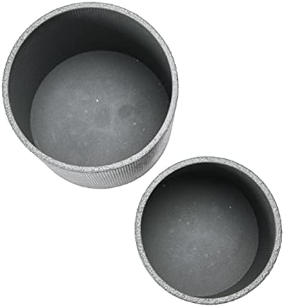 Main + Mesa Modern Boho Embossed Metal Planters with Stands, Charcoal Grey and Gold, Set of 2 Sizes - Image 5