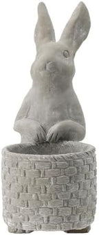 Standing Rabbit Cement Planter, Gray, 12.5 Inch - Image 5