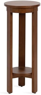 Kate and Laurel Foxford Modern Tiered Round Drink Table, 12 x 12 x 30, Walnut Brown, Transitional Two-Tier Circle Plant Stand for Use as Living Room Pedestal Table or Small Bedroom Nightstand by KateandLaurel