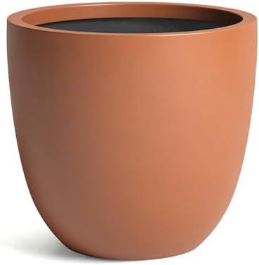 DTY Mount Yale 19.7" D x 18.9" H (Pot Opening 15.4") Fiberstone Planter with Drainage Hole, Weather Resistant for Indoor and Outdoor, 2 Extra Coco Mats - Terracotta, Large by DTY