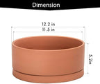 D'vine Dev Terracotta Shallow Planter Pot with Saucer, 12 in, 40-Y-C-0 - Image 3