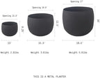 FAB HAB Eden Handmade Round Metal Planters in Midnight Finish – Set of 3 (13”, 15", 18”), Indoor/Outdoor, Lightweight with Drainage Holes - Image 3