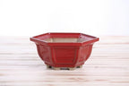Willow Bonsai Ceramics Hexagonal Windowed Semi-Cascade Bonsai Pot, 5inch, Plant Container, Succulant Pot, High Fired Ceramic Stoneware, Frost Proof (Red) - Image 2