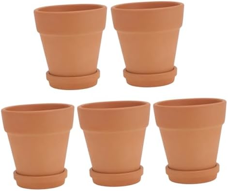 Toyvian Red Clay Planting Pots with Saucers for Indoor and Outdoor Succulents, 8x8cm Terracotta Pots Set of 5 with Drainage for Garden and Home Flower Decoration - Image 7