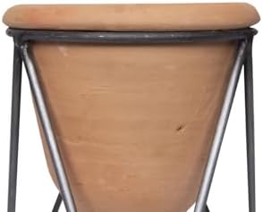 Creative Co-Op Terracotta Pot with Metal Clothespin‑Style Stand, Rustic Terracotta Finish - Image 4