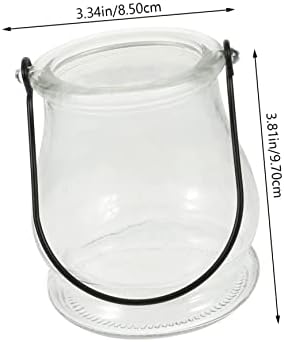IMIKEYA 4pcs Hanging Candlestick Infusion Bottle Wedding Table Decor Crystal Glass Plant Terrarium Glass Votive Candle Holder Globe Plant Terrariums Home Decor Iron Cylindrical Light Stand - Image 5