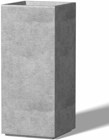 Kante Pale Gray Concrete Planter 27.6" Tall All-Weather Square Large Pot by Unknown
