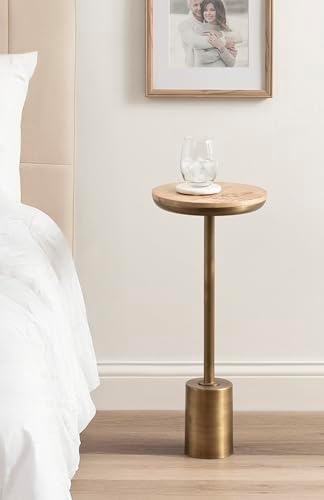 Kate and Laurel Xyler Modern Metal and Wood Round Drink Table - Image 4