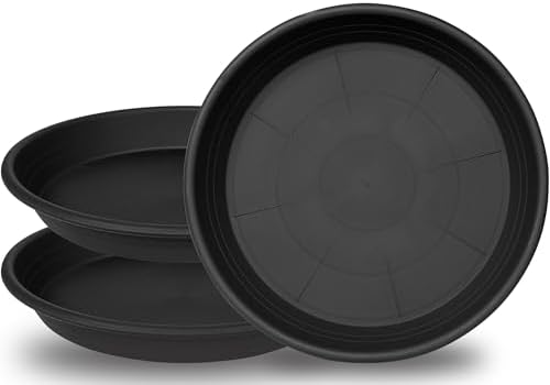 3 Pack of 18 19 inch Plant Saucer, 2.4" Depth Large Plant Tray, Heavy Sturdy Plant Drainage Tray for Indoors, Sturdy Plastic Plant Plate Water Catcher for Planter 15-19"(19", Black) by Unknown