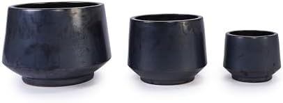 9 Inch Ceramic Planter Set of 3, 15/11/9 Inch, Antique Black - Image 4