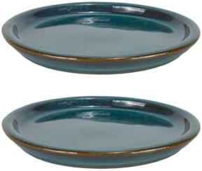 W&W Ceramic Plant Saucer - Plant Trays for Indoor Pots (Teal, 8 inches, 2 Packs) - Image 2