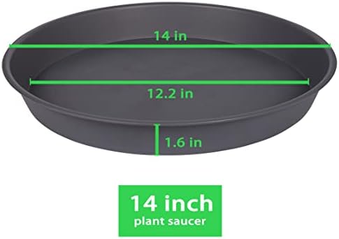 4 Pack of 13 14 inch Plant Saucer (12.2 Inch Base), Heavy Duty Plastic Plant Drip Trays 14" Round, Plant Trays for Indoors, Bird Bath Bowls, Plate for Planter 12-14" (14 inch, Cement Gray) - Image 2