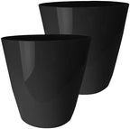 The HC Companies Aria Round Self-Watering Pot - Lightweight Plastic Planter for Herbs & More - Durable Plant Pots for Indoor Plants & Outdoor Plants (8" Glossy Black, Pack of 2) by TheHCCompanies