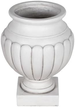 Merax 23.03" H Classical Scalloped Pedestal Urn Planter Weather-Resistant MGO Outdoor Flower Pot for Garden Patio and Front Porch Entrance,Antique White - Image 6