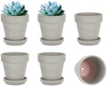 vensovo 5 Inch Grey Terracotta & Clay Pots with Saucer, 6 Pack by vensovo