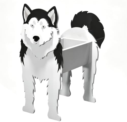 Animal PVC Flower Pot, Siberian Husky Shaped Succulent Planter Flower Holder for Garden Patio Balcony Window Sill, for Birthday Pet Lovers, 27x17cm(11x7in) by Unknown