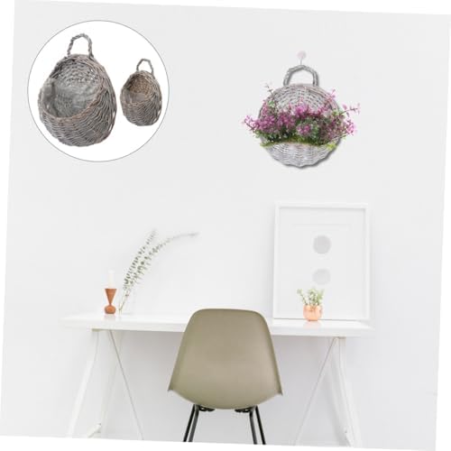IMIKEYA Hanging Pots Indoor Wicker Planter Straw and Willow Wall Pot Wicker Basket Basket Wall s Indoor Hanging Planters - Image 7
