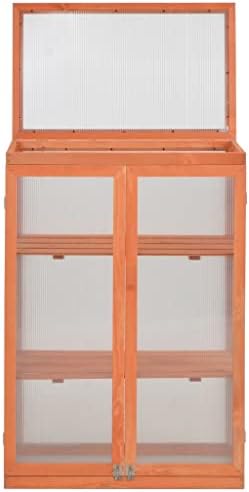 Wooden Portable Greenhouse, Garden Greenhouse Raised Flower Planter with 2 Shelves and 2 Doors, Garden Portable Mini Greenhouse Cabinet for Outdoor Indoor Use 29.5"x18.5"x42.9" -AA - Image 3