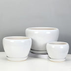PAYAER Modern White Ceramic Plant Pot Set, Round Indoor/Outdoor Flower Pots with Saucers, Decorative Plant Container for Cactus, Succulents, Garden, Balcony, and Office Decor(25CM) - Image 4