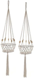 2PCS Macrame Plant Hanger Hand Woven Cotton Hanging Basket, Breathable Sturdy Flower Pot Holder, Nordic Boho Indoor Greenery Decor Fits Pots Within 7 Inches,Cotton,Style B 37.4 inch by Unknown