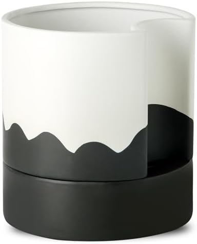 Nihow Self Watering Plant Pot, 8 Inch, White & Wave Black by Nihow