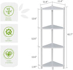 Wisuce Bamboo Small Corner Shelf Stand, 4-Tier White Corner Bookshelf - Image 2