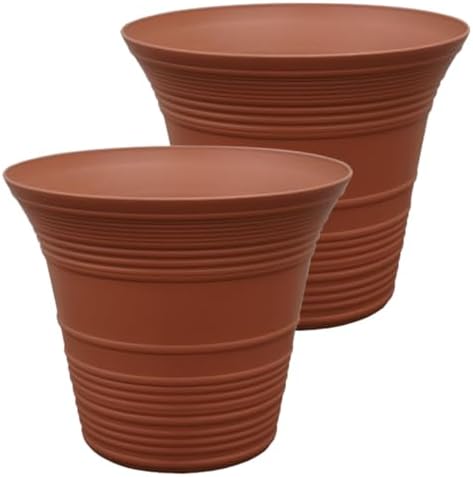 The HC Companies Sedona Self-Watering Planter Pot, 12 Inch, Clay, 2-Pack by TheHCCompanies