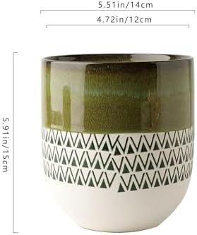 Garden Pots Ceramic Plant Pot Modern Planter with Geometric Pattern Indoor Outdoor Flower with Drainage Hole Decorative Planter - Image 2