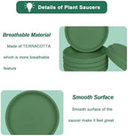 vensovo 8 Inch Green Terracotta Plant Saucers, 4 Pack Large Clay Trays - Image 6