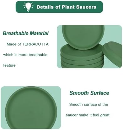 vensovo 8 Inch Green Terracotta Plant Saucers, 4 Pack Large Clay Trays - Image 6