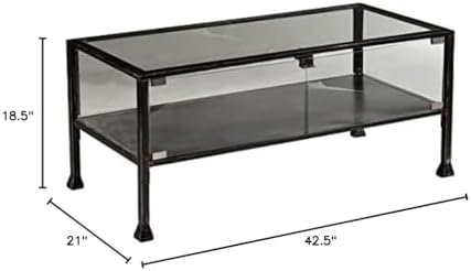 SEI Furniture Metal Terrarium Fish Display Coffee Table, Cocktail, Black/Silver Distressing - Image 3