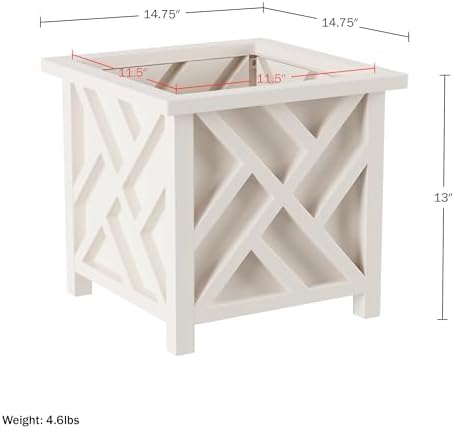 Pure Garden Outdoor Planter Box - 13” Tall White Plant Pot, 14.75" Square - Image 6