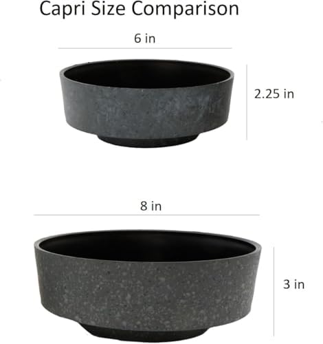 The HC Companies 8 Inch Round Plastic Succulent Capri Bowl Decorative Indoor Flower Succulent Planter Pot with Drain Plug Hole, Faux Concrete Color (Pack of 20) - Image 6