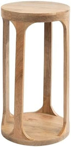 Kate and Laurel Dahl Wooden Round Drink Table; 12 x 23; Natural Brown; Transitional Boho Circle Wood Accent Pedestal Table for Living Room Plant Stand or Small Bedroom Nightstand by KateandLaurel