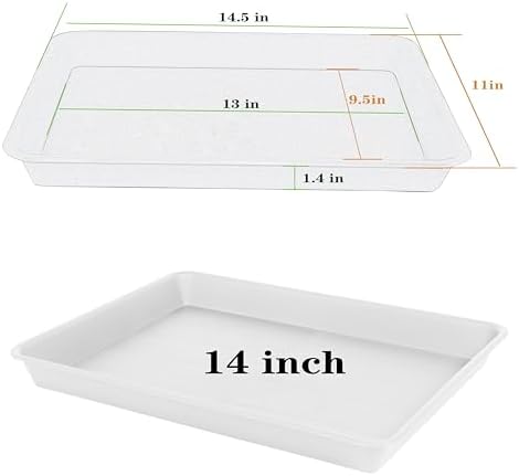 VUWEZ 2 Pack Plant Growing Nursery 1020 Trays, Heavy Sturdy Seed Starting Saucer, No Holes Starter Tray for Indoors (22"x11.2", Creamy White) - Image 2