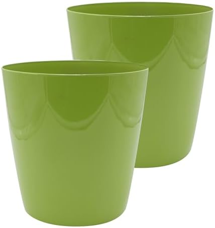 The HC Companies Aria Round Self-Watering Pot - Lightweight Plastic Planter for Herbs & More - Durable Plant Pots for Indoor Plants & Outdoor Plants (8" Glossy Avocado, Pack of 2) by TheHCCompanies