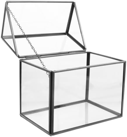 House Shape Geometric Glass Terrarium Stylish Succulent Display Case with Swing Lid Indoor Greenhouse for Home Decor Office and Housewarming by levemolo