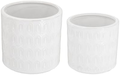 Patio Home Decor Planter, Ceramic Planter Pots with Geometric Design - Image 2