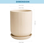Deep Dream 6 Inch Ceramic Pots for Plants, Heavy Plant Pot for Indoor Outdoor Plants, Large Plant Pot with Drainage Hole and Saucer, Modern Tall Flower Pot, Gifts for Plant Lovers, Cream - Image 3