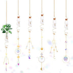 DICOSMETIC 6Pcs 6 Styles Hanging Plant Propagation Station Wishing Bottle with Crystal Ball Prisms Suncatcher Glass Hanging Propagation Tubes Vases with Gold Metal Chain for Home Indoor Decor by DICOSMETIC