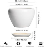 Ceramicfor Ceramic Pot for Plants - 10 Inch Planter with Drainage Hole and Saucer, Glaze Modern Round Flower Pot for Indoor Plants, Housewarming Gift, Home Decor, White - Image 3