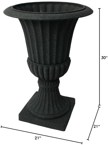 Algreen Acerra Urn Planter 21.25-in. Diameter by 30-in. H, Black Stucco - Image 4