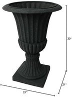Algreen Acerra Urn Planter 21.25-in. Diameter by 30-in. H, Black Stucco - Image 4