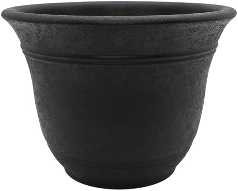 The HC Companies Sierra Round Self-Watering Pot - Lightweight Plastic Planter for Herbs & More - Durable Plant Pots for Indoor Plants & Outdoor Plants (10” Black Onyx, Pack of 1) by TheHCCompanies
