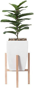 Uniquewise Indoor Decorative Square Planter with Wooden Stand (White) by Uniquewise