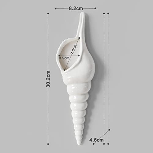 Ceramic Hanging Planter Wall Planter Modern Flower Plant Pots Seashell Conch Flower Vase Home Decor Living Room Background Wall Decorated Plants Planter Hanging Planters (B) - Image 2