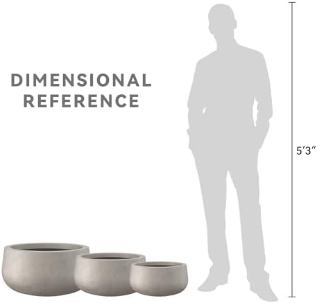 Kante Set of 3 Weathered Concrete Bowl Planters 19.6" 16" 11" Dia - Image 7