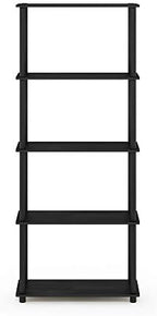 Furinno TURN-N-TUBE Storage Shelves, 5-Tier Book Shelf, Corner Shelf, Toolless Open Shelves, for Organization and Storage, Living Room, Garage, Home Office, Americano - Image 6