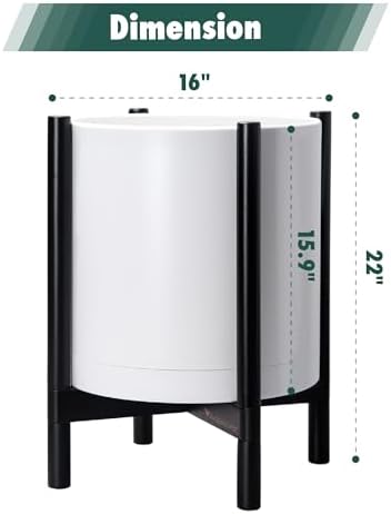 D'vine Dev Plastic Pot with Ebony Wood Stand, White, 16 in, 55-C-Z-1 - Image 3